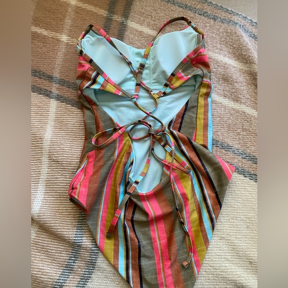 prAna Lurisia Size M colorful Adjustable Tie-Back One Piece Swimsuit Swim Cacti - Picture 4 of 9